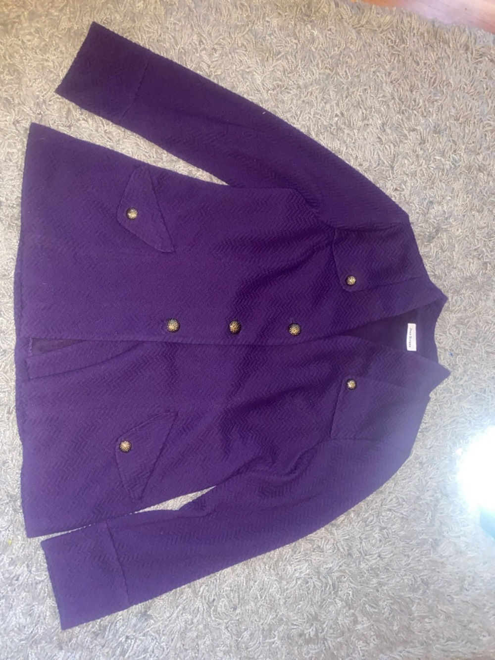 Joan Rivers Deep Purple Textured Button Blazer